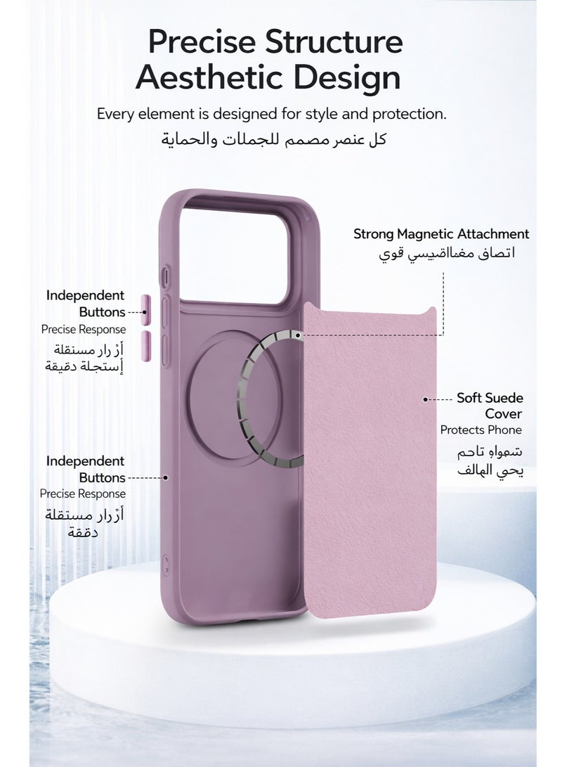 جراب آيفون 17 برو ماكس (لون غروب الشمس البنفسجي) | غطاء خلفي للهاتف بنسيج جلد الليتشي، حماية كاملة للجهاز، فائق النحافة ومقاوم للصدمات | مقاوم للخدوش وبصمات الأصابع | بطانة ناعمة من الألياف الدقيقة - Image 3